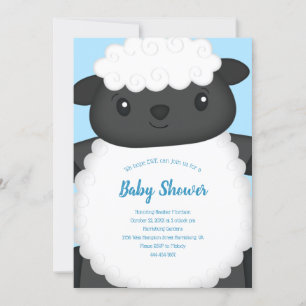Sheep Baby Shower Blue Invitation