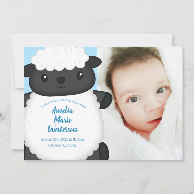 Sheep Baby Shower Blue Invitation (Front)