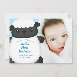 Sheep Baby Shower Blue Invitation