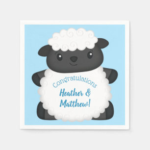 Sheep Baby Shower Blue Napkin