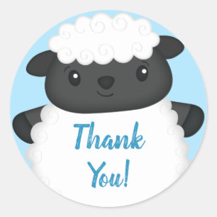 Sheep Baby Shower Farm Blue Boy Classic Round Sticker