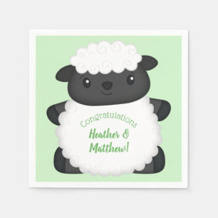 Sheep Baby Shower Green Napkin