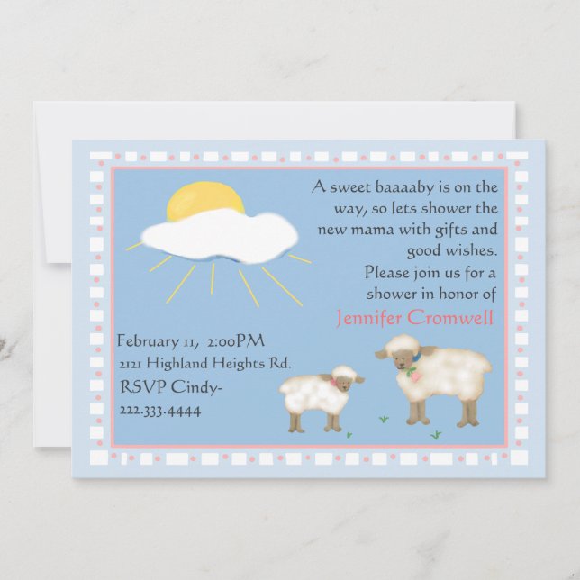 Sheep baby shower invitation (Front)