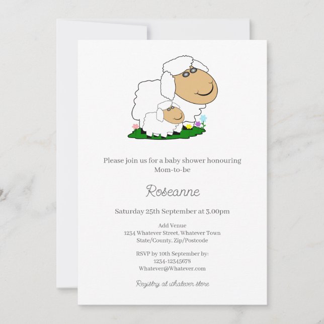Sheep Baby Shower Invitation (Front)
