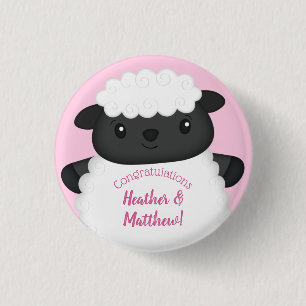 Sheep Baby Shower Pink 3 Cm Round Badge