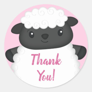 Sheep Baby Shower Pink Classic Round Sticker