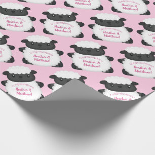 Sheep Baby Shower Pink Wrapping Paper