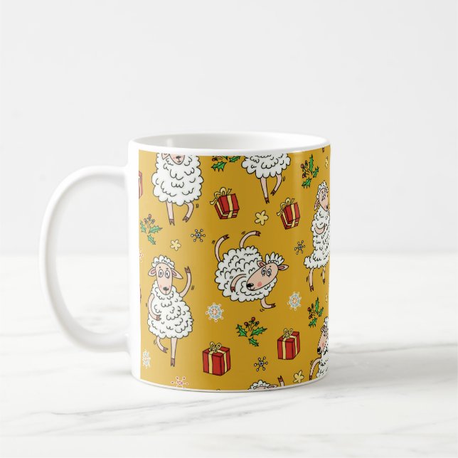 sheep background vintage coffee mug (Left)