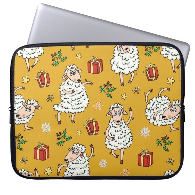 sheep background vintage laptop sleeve (Front)