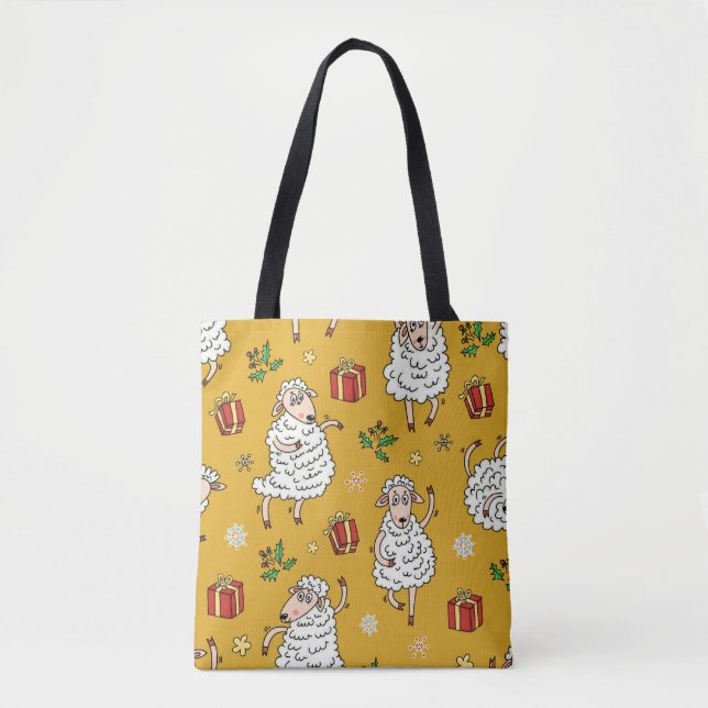 sheep background vintage tote bag (Front)