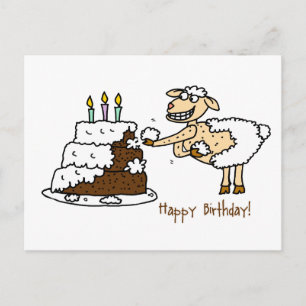Sheep Birthday Cake Postcard