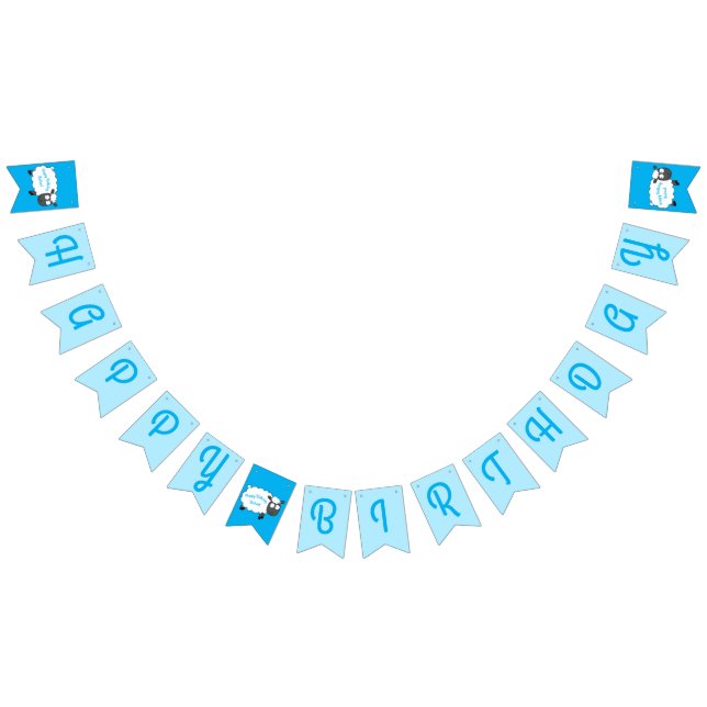Sheep Birthday Party Cute Cartoon Bunting (All)