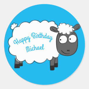 Sheep Birthday Party Cute Cartoon Classic Round Sticker