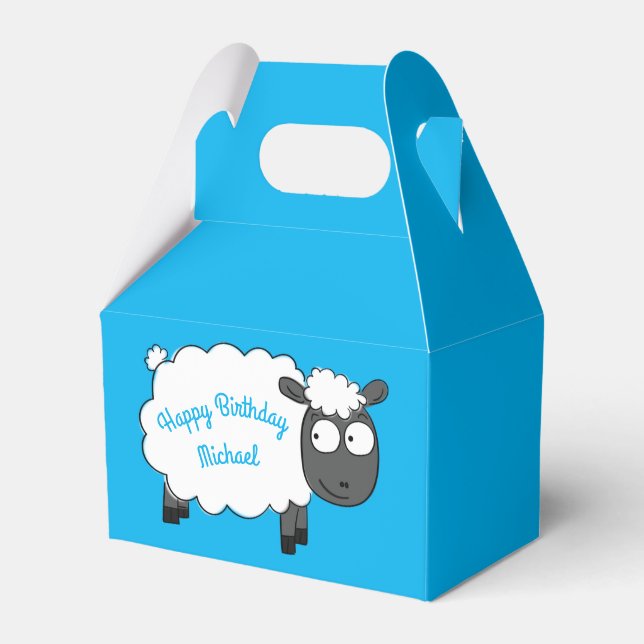 Sheep Birthday Party Cute Cartoon Favour Box (Back Side)