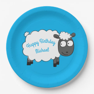 Sheep Birthday Party Cute Cartoon Kids Paper Plate