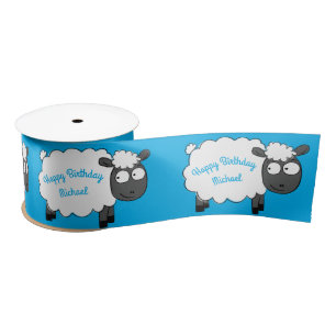 Sheep Birthday Party Cute Cartoon Satin Ribbon