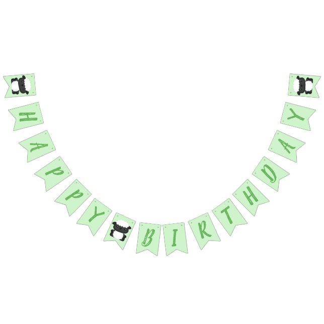 Sheep Birthday Party Green Bunting (All)