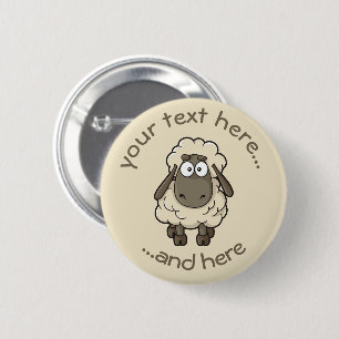 Sheep Cartoon Beige 6 Cm Round Badge