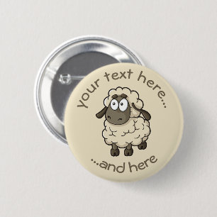 Sheep Cartoon Beige 6 Cm Round Badge