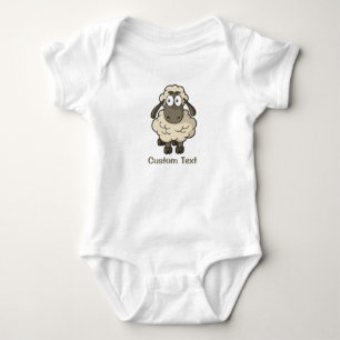 Sheep Cartoon Beige Baby Bodysuit