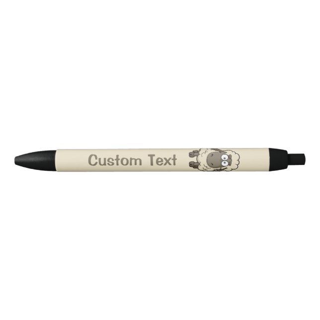 Sheep Cartoon Beige Black Ink Pen (Front)