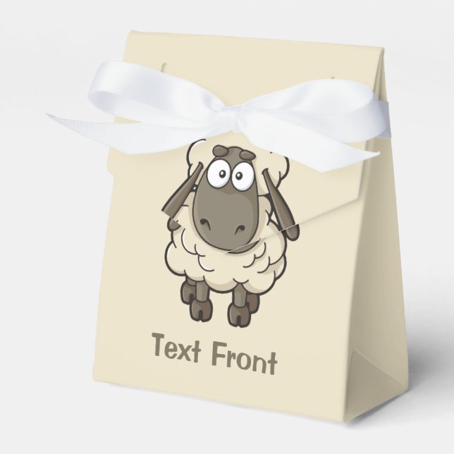 Sheep Cartoon Beige Favour Box (Front Side)