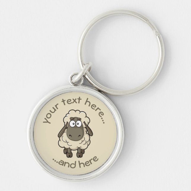 Sheep Cartoon Beige Key Ring (Front)