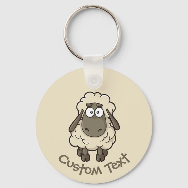 Sheep Cartoon Beige Keychain (Front)