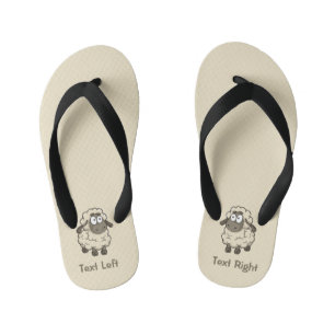 Sheep Cartoon Beige Kid's Flip Flops