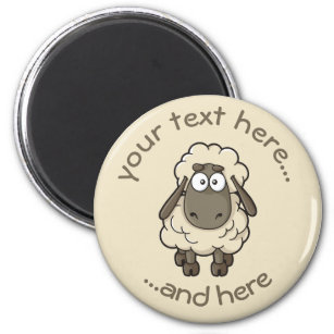 Sheep Cartoon Beige Magnet