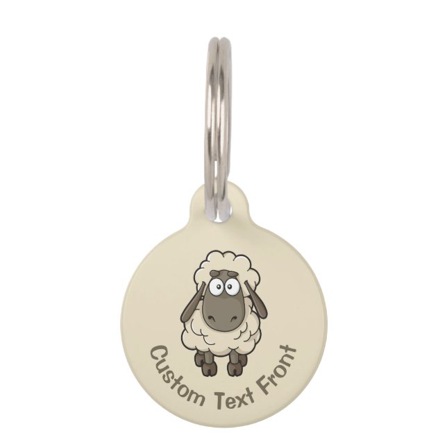 Sheep Cartoon Beige Pet Tag (Front)