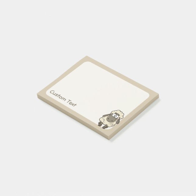 Sheep Cartoon Beige Post-it Notes (Angled)