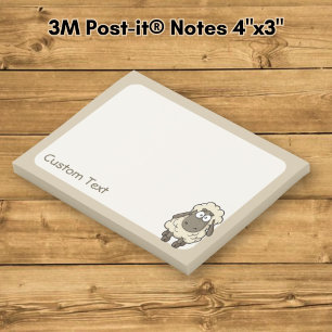 Sheep Cartoon Beige Post-it Notes