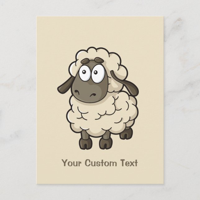 Sheep Cartoon Beige Postcard (Front)