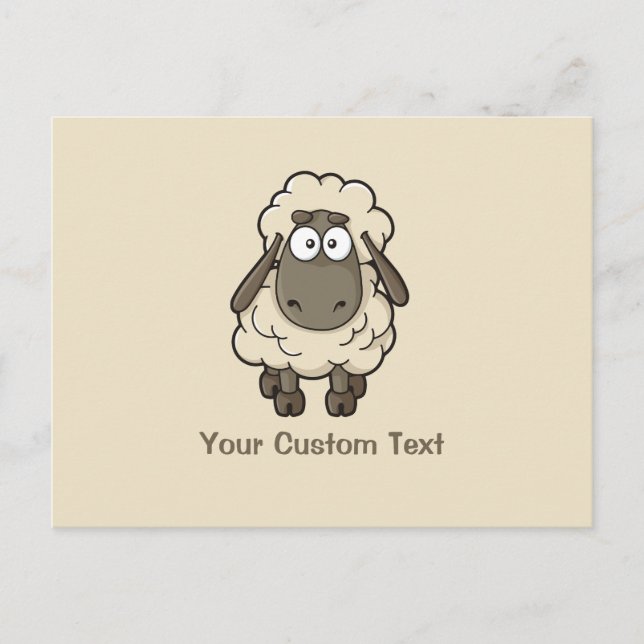 Sheep Cartoon Beige Postcard (Front)
