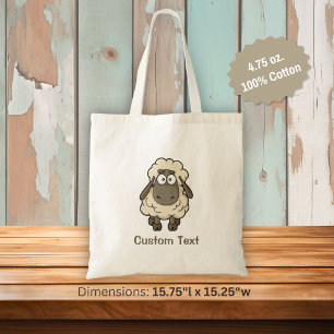 Sheep Cartoon Beige Tote Bag
