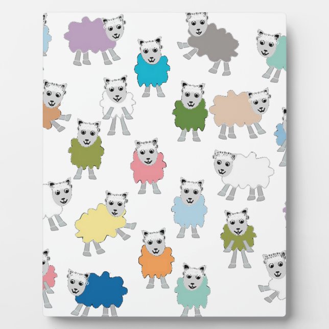 Sheep Cartoon Colorful Plaque (Front)