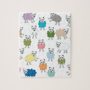 Sheep Cartoon Colourful Jigsaw Puzzle