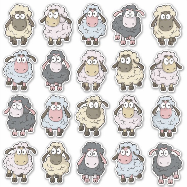 Sheep Cartoon Icon Set (Front)