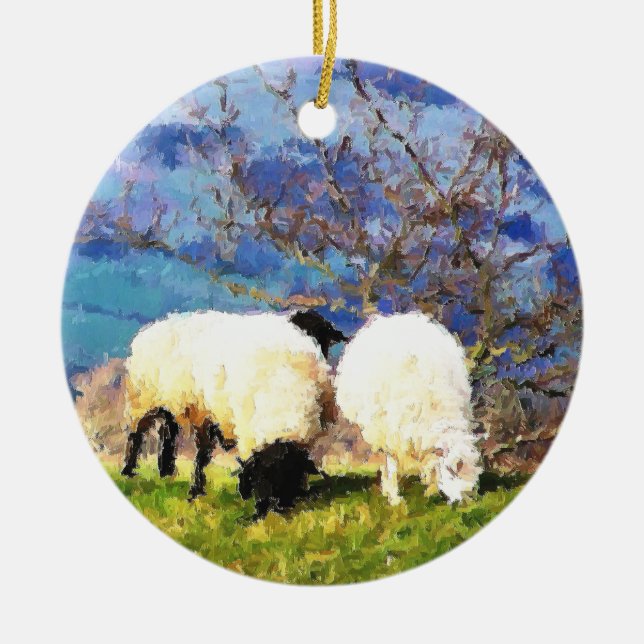 SHEEP CERAMIC TREE DECORATION (Front)