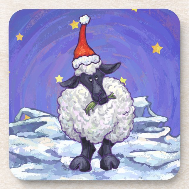 Sheep Christmas Coaster (Front)