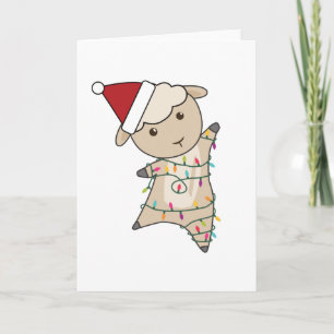 Sheep Christmas Fairy Lights Cute Animals Kids Card
