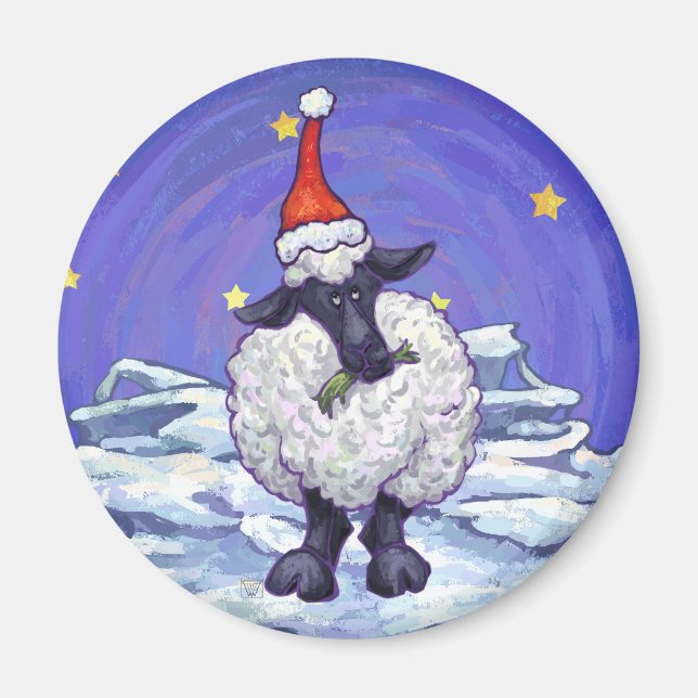 Sheep Christmas Magnet (Front)