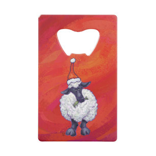 Sheep Christmas On Red