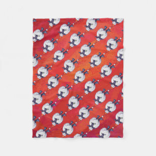Sheep Christmas On Red Fleece Blanket