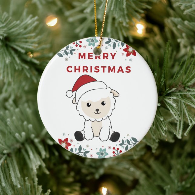 Sheep Christmas Sheep Winter Animals Ceramic Ornam Tree Decoration (Tree)