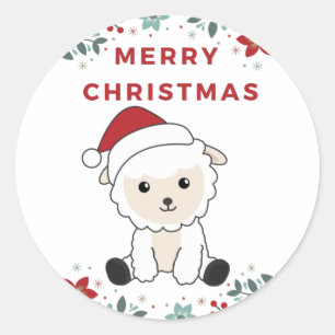 Sheep Christmas Sheep Winter Animals Classic Round Sticker