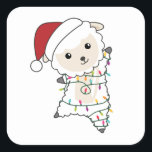 Sheep Christmas Sheep Winter Animals Square Sticker<br><div class="desc">The sheep for Christmas with fairy lights. Funny animals with gifts and snow to the holidays. Also funny for Christmas in July. Sheep are sweet animals and perfect for Christmas.</div>