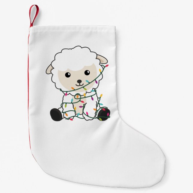 Sheep Christmas Snow Winter Animals Sheeps Adult C Small Christmas Stocking (Front)