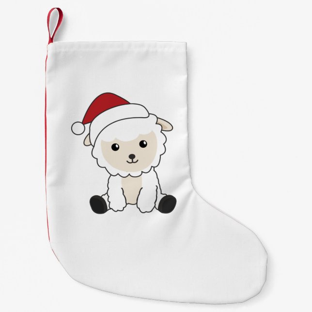 Sheep Christmas Snow Winter Animals Sheeps Adult C Small Christmas Stocking (Front)